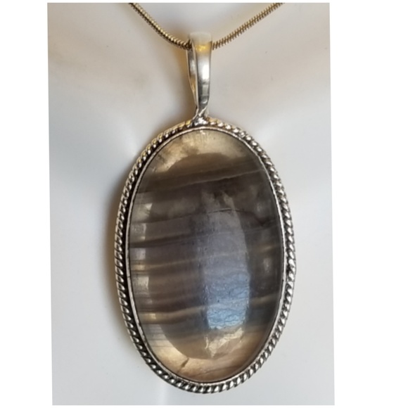 Genuine, Huge Natural Fluorite Pendant size 2" - Picture 2 of 5